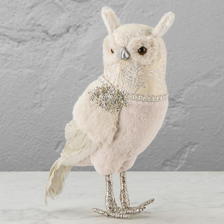 Новогодняя фигурка Сова с блёстками 1 Owl With Sparkles Head Right 34 cm