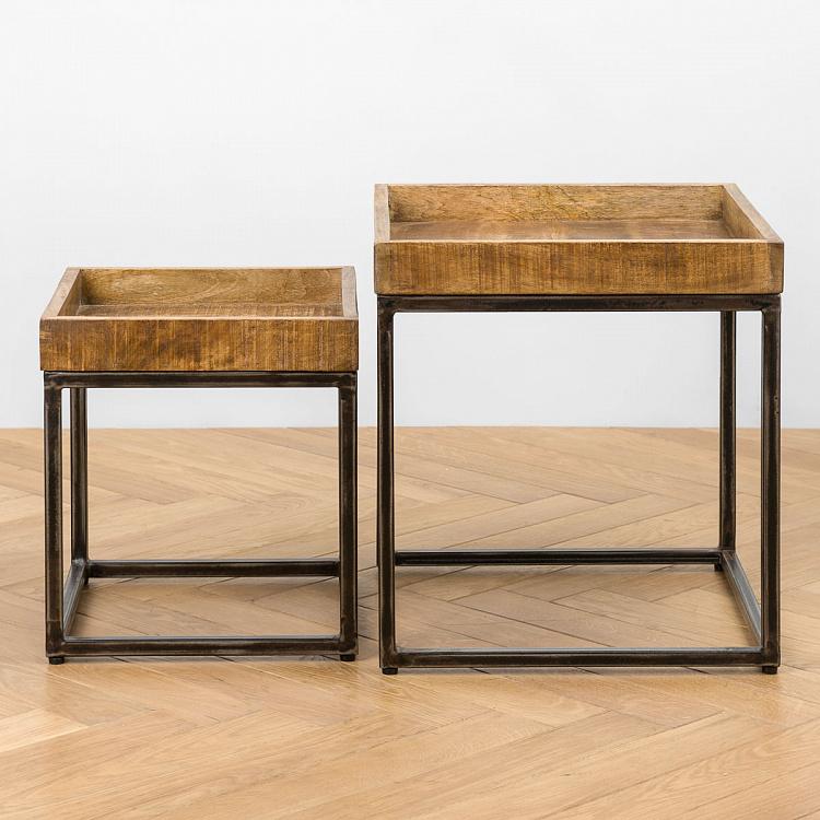 Комплект из двух столиков Револь Set Of 2 Revol Side Tables Mango Wood