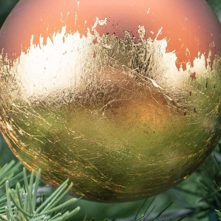 Коричневый ёлочный шар Сусальное золото Glass Gold Leaf Bottom Ball Brown/Gold 8 cm