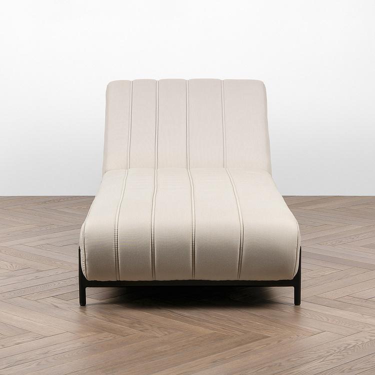 Садовый шезлонг-лежак Luna Lounger, Black акриловая ткань Light Stone - ракурс 2