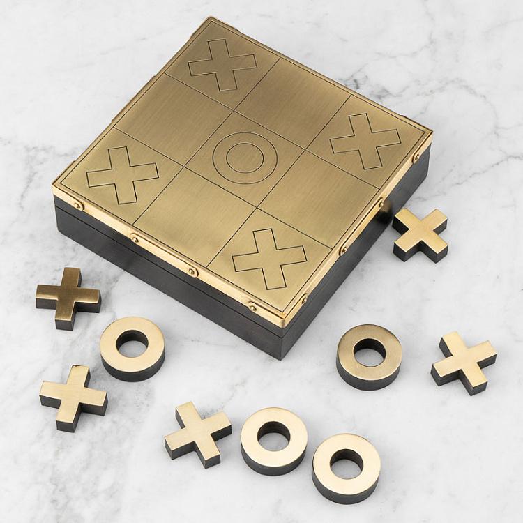 Настольная игра Крестики-нолики в шкатулке с металлической крышкой OXO Game Silvered Lid