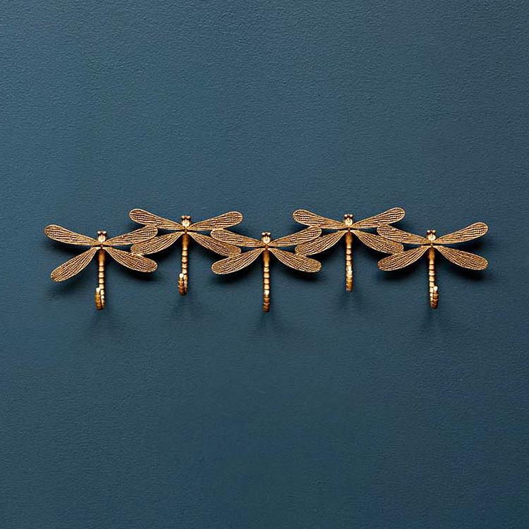 Настенная вешалка с 5 крючками Стрекозы Dragonfly Wall Coat Rack 5 Hooks