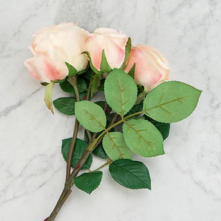 Искусственная роза Флорибунда светло-розовая Floribunda Rose Branch Light Pink 60 cm