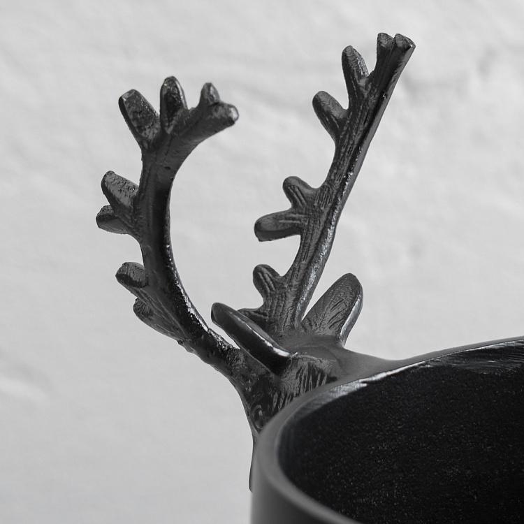 Чёрное ведро для льда с головами оленей Deer Heads Ice Bucket Black