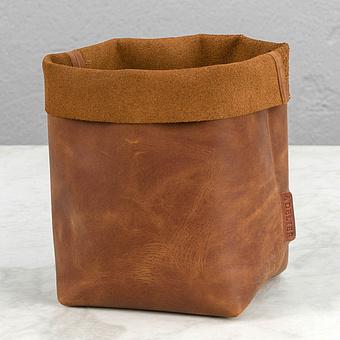 Корзина для хранения Leather Storage Basket натуральная кожа Caramel Old