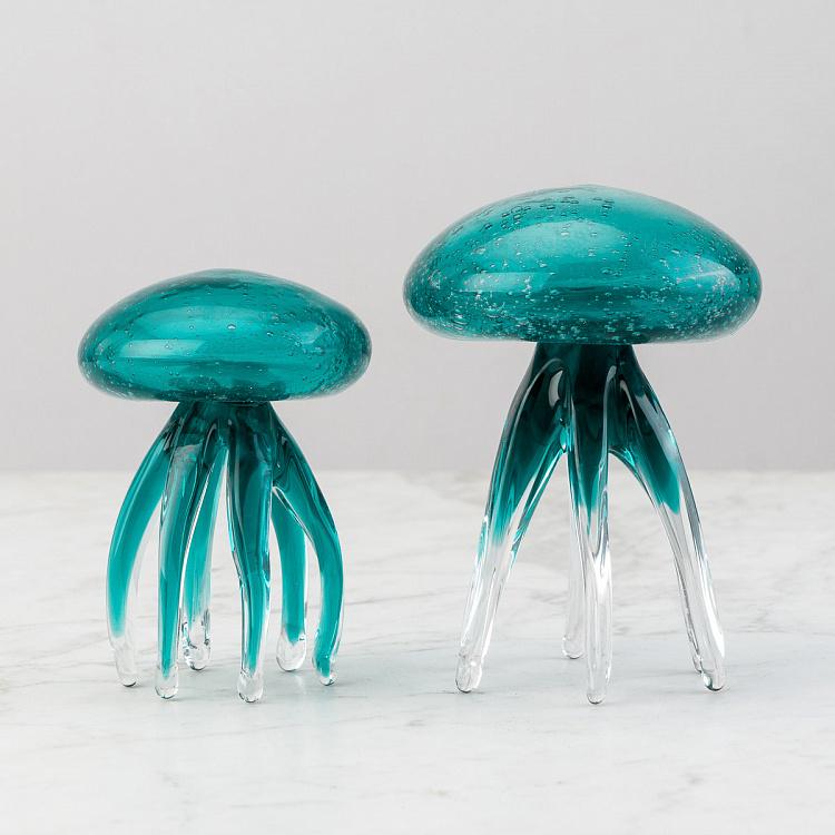 Статуэтка Стеклянная бирюзовая медуза, L Glass Turquoise Jellyfish Large