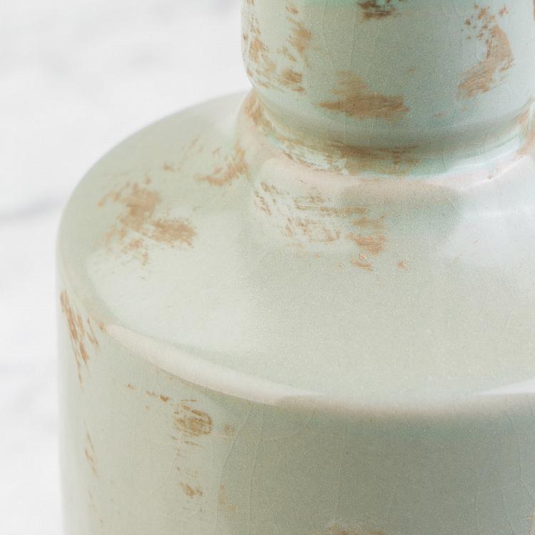 Высокая салатовая керамическая ваза Бутыль Bottle Vase Verdigris High