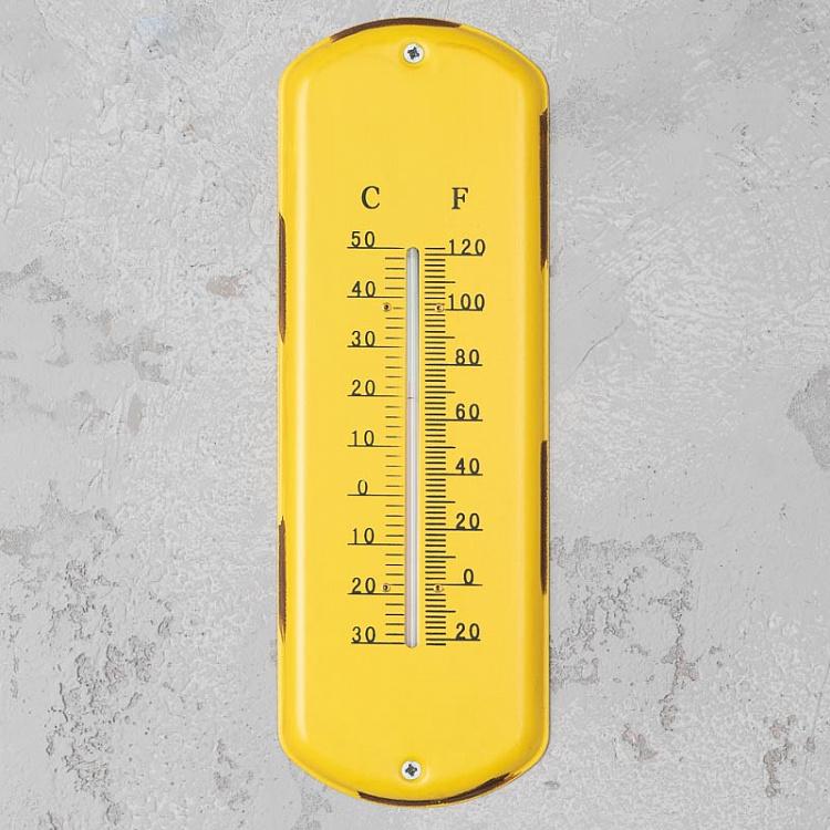 Жёлтый настенный термометр Wall Thermometer In Yellow Metal