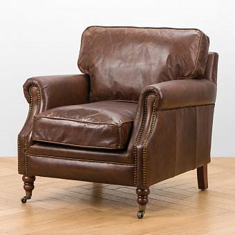 Кресло John Armchair, Red Brown Wood D натуральная кожа Vintage Brown