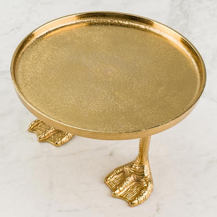 Круглый золотой поднос-тортовница на утиных ножках Duck Feet Tray Gold