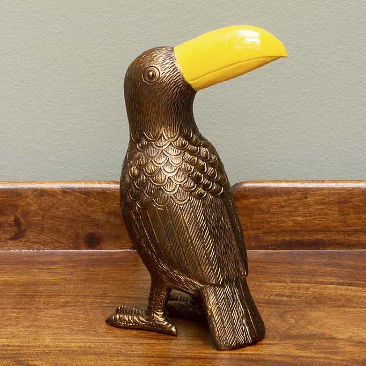 Golden Toucan With Yellow Beak Figurine