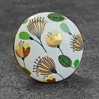 Tulip Bouquet Gold Ceramic Knob