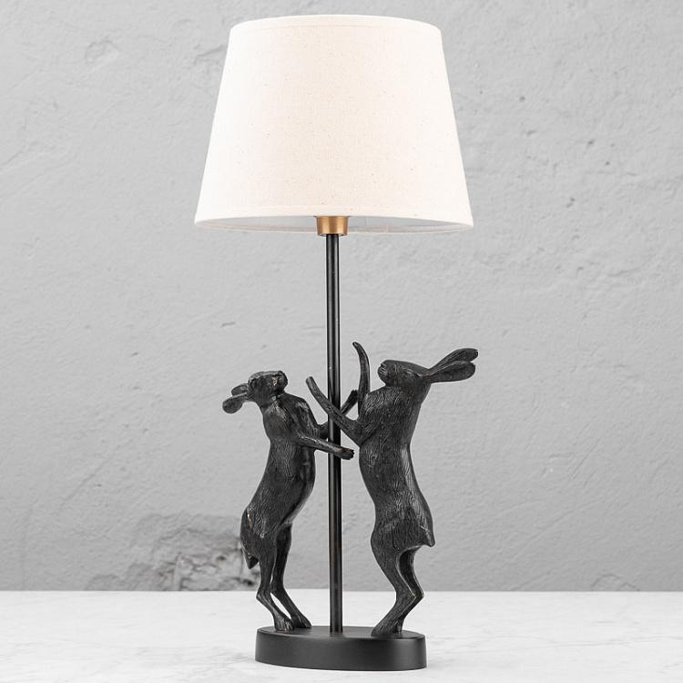 Настольная лампа с льняным абажуром Два зайца Table Lamp 2 Lievres With Shade