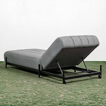 Садовый шезлонг-лежак Luna Lounger, Black акриловая ткань Light Stone - ракурс 4