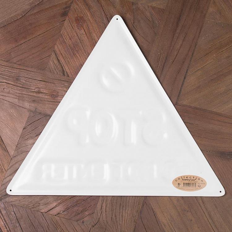 Металлическая треугольная табличка Стоп, не входить Plaque Metal Facon Panneau D'Avertissement Triangle Stop Do Not Enter Fond Rouge