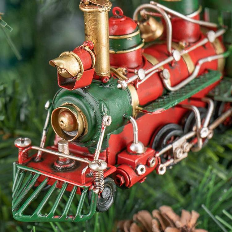 Ёлочная игрушка Красный паровоз Christmas Steam Train 17 cm