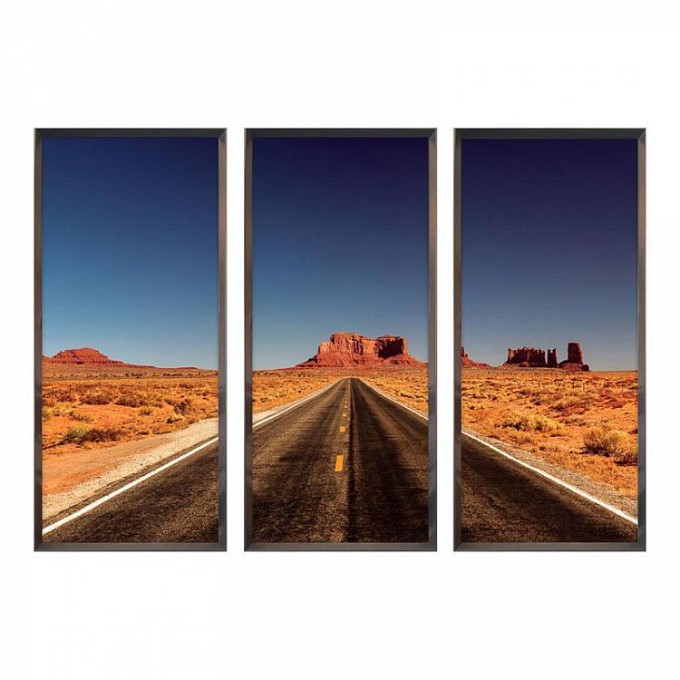 Set Of 3 Monument Valley, Pewter Frame