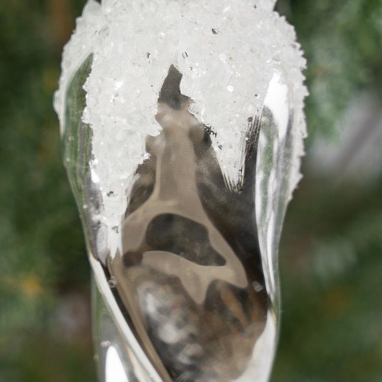 Ёлочная игрушка Серебристая витая сосулька Silver Twisted Icicle 15 cm