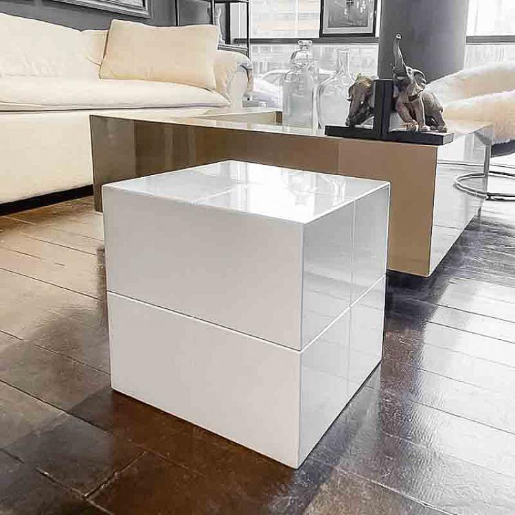 Прикроватный столик с пазами, S 07 Cube Cross Grooves Small