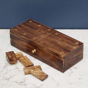 Domino Box Mango Wood And Brass