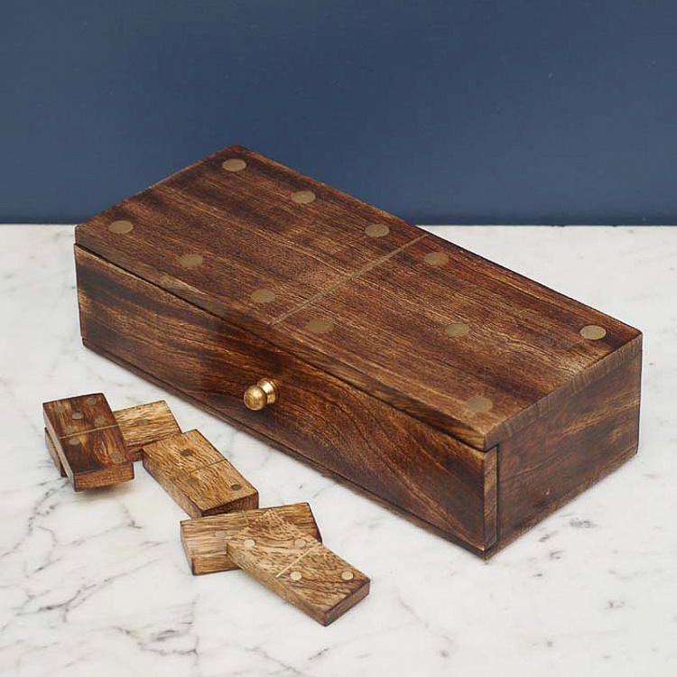 Domino Box Mango Wood And Brass