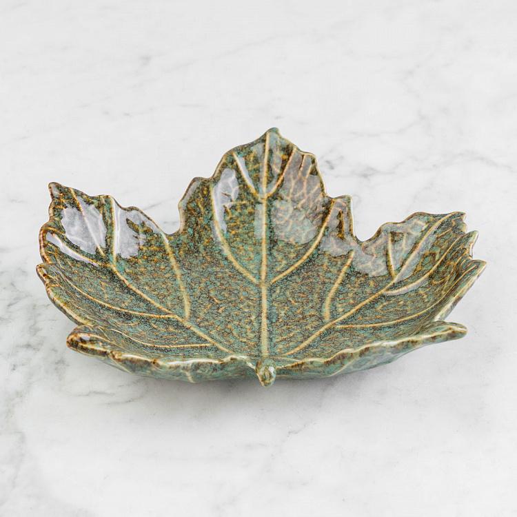 Керамическое блюдо Зелёный лист Ceramic Green Leaf Dish