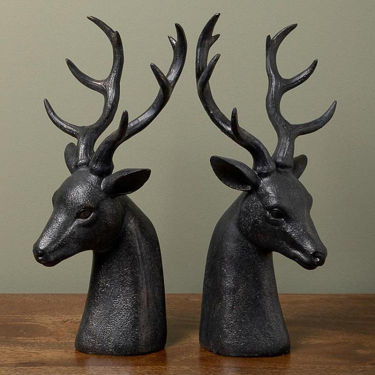 Набор из двух держателей для книг Олени  Bookend Deer Heads Big Antlers