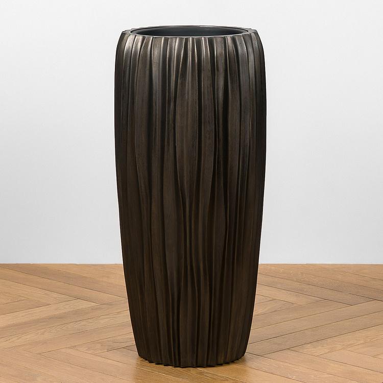 Кашпо Effectory Metal Tall Pot Wave Black Bronze Small