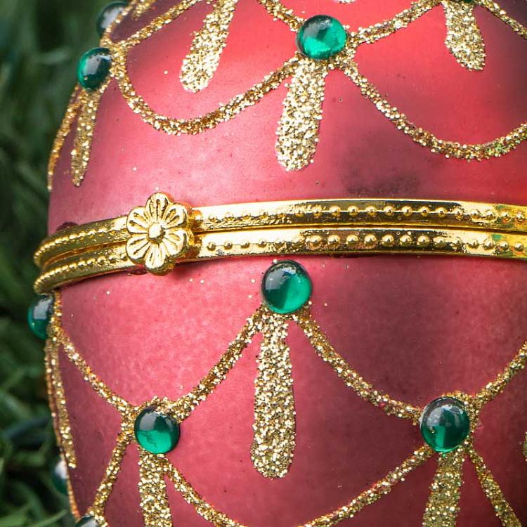 Набор из 2-х ёлочных игрушек-шкатулок Красное и зелёное яйцо Set Of 2 Glass Jewel Egg Boxes Red/Green 11 cm