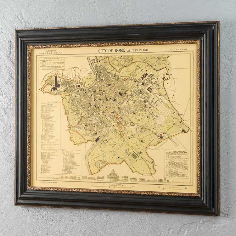 Vintage Maps Rome, Italy, 1883, MP1 Frame