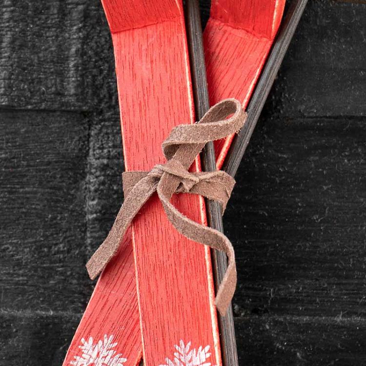 Подвесное украшение Красные лыжи Hanging Wooden Red Ski 13 cm