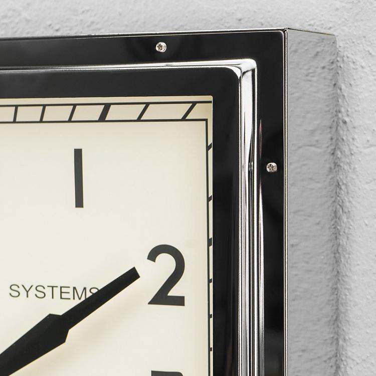 Хромированные квадратные настенные часы Смитс Chrome Square Smiths Wall Clock