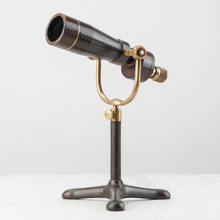 Телескоп с кожаной отделкой на штативе Leather Telescope On Tripod Stand