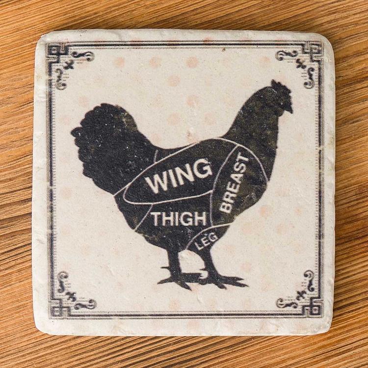 Набор из четырёх подставок под стаканы Фермерские обитатели Set Of 4 Stone Coasters Farm Animals