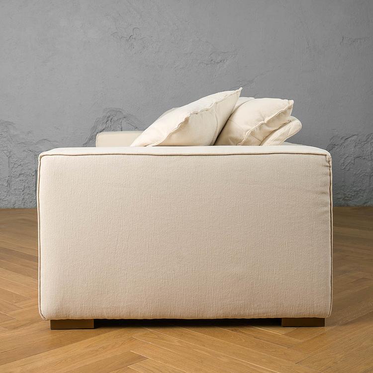 Трёхместный льняной диван Сити, ножки цвета латуни City 3 Seater, Brass Metal Linen RM