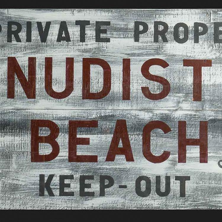 Арт-объект Табличка Нудистский пляж за стеклом в раме, M Shadow Box Nudist Beach Medium