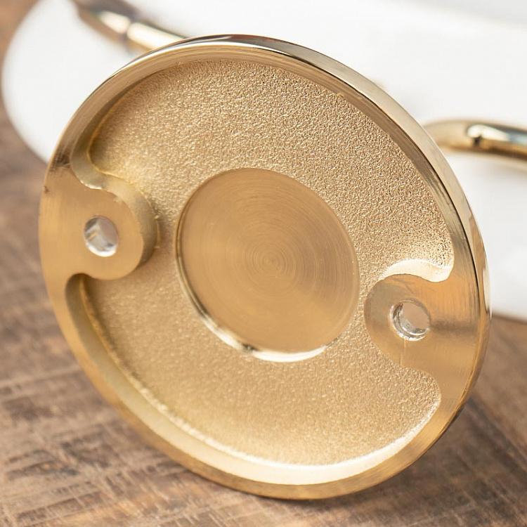 Настенная овальная белая мыльница в подставке золотого цвета Soap Dish Gold