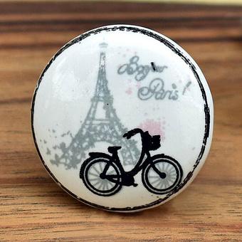 Bonjour Paris Ceramic Shabby Chic Knob