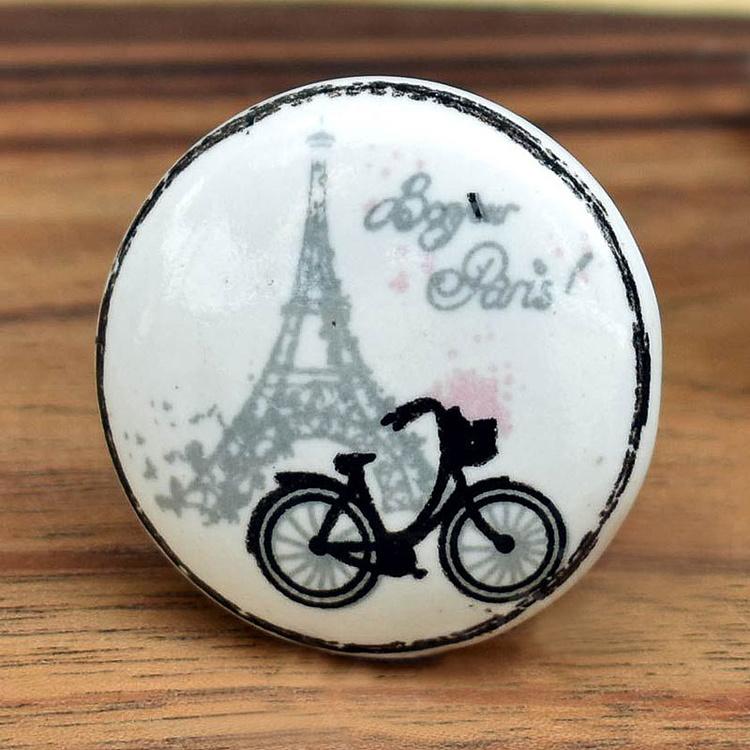 Керамическая мебельная ручка Бонжур Париж Bonjour Paris Ceramic Shabby Chic Knob