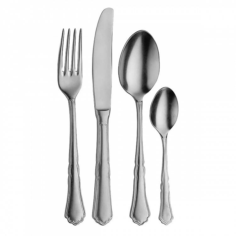 Набор Сеттеченто из 24 матовых столовых приборов на 6 персон по 4 предмета Set Of 24 Cutlery Pieces Settecento Stone Washed