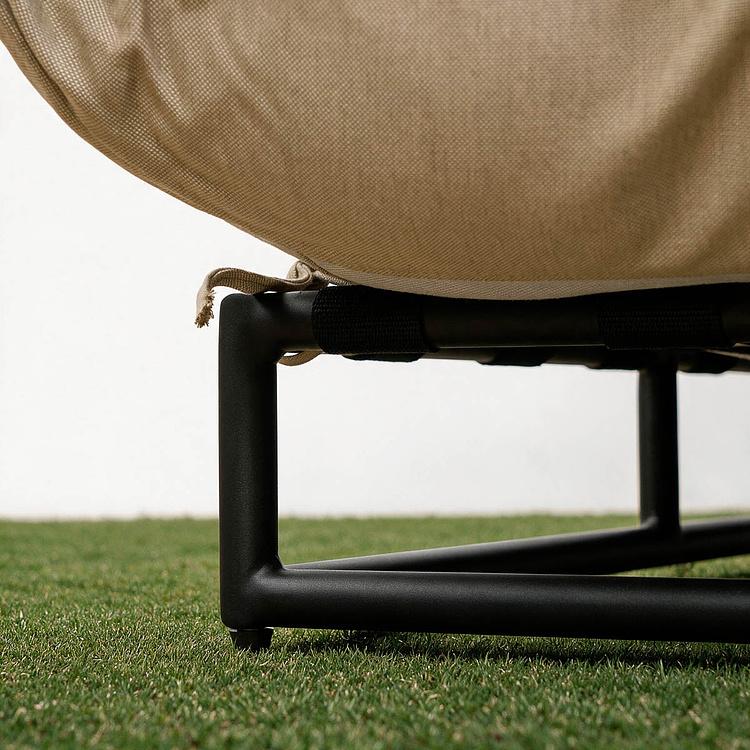 Садовый шезлонг-лежак Coral Lounger, Black акриловая ткань Heather Beige - ракурс 9