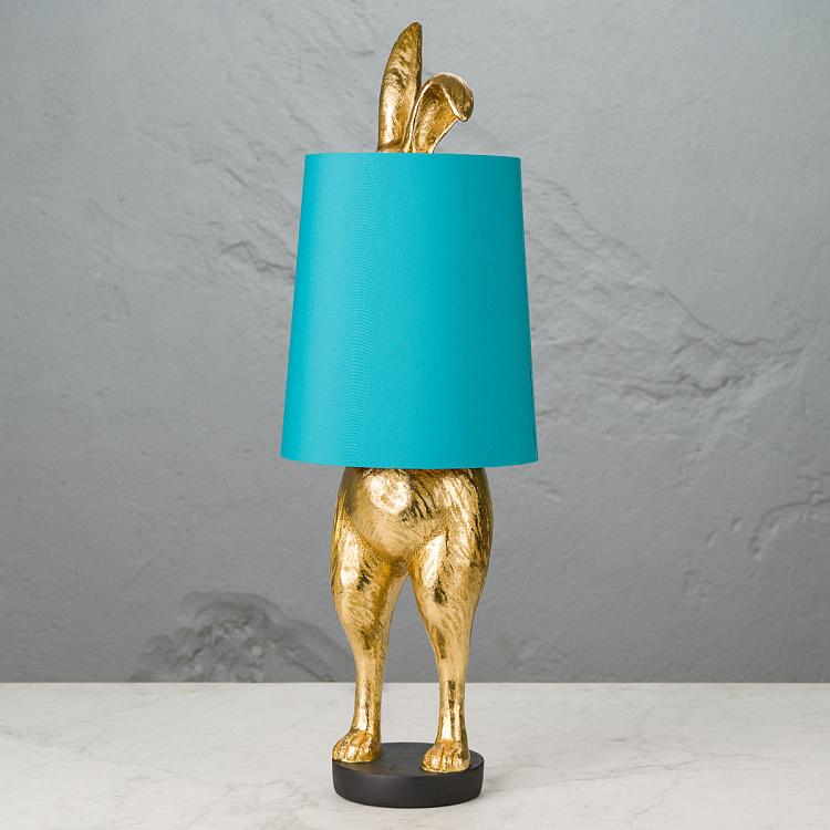 Настольная лампа Робкий кролик с бирюзовым абажуром Table Lamp Hiding Bunny Turquoise