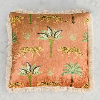 Cushion With Fringes Tiger Safron