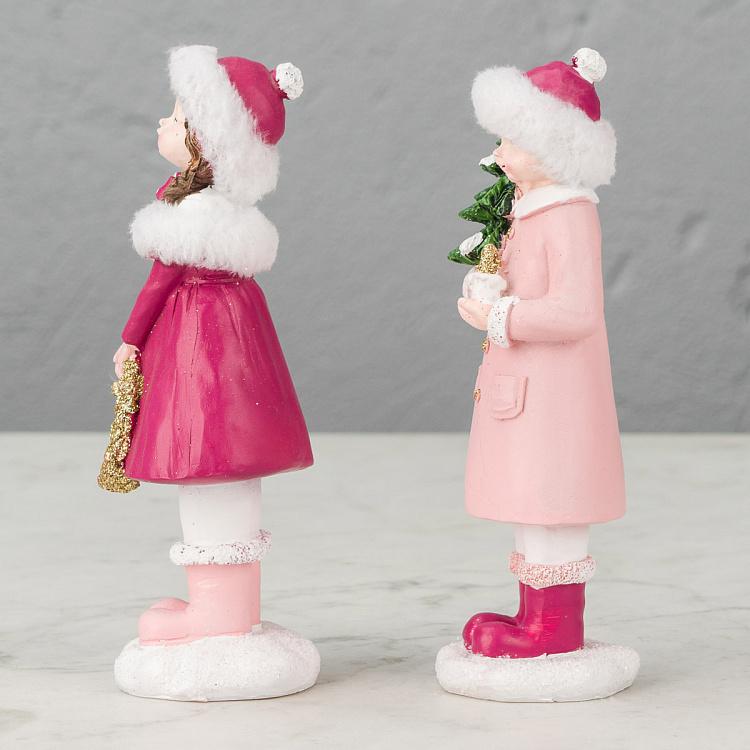 Набор из двух новогодних фигурок Холли и Ева Set Of 2 Figures Holly And Eve Pink 20 cm