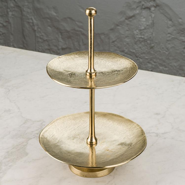 Двухуровневая сервировочная подставка золотого цвета Two Tiers Etagere Gold