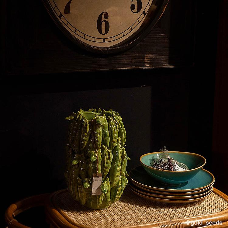 Зелёная узкая ваза Стручки гороха Peapod Green Vase Thin