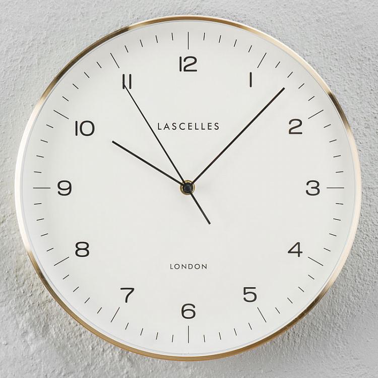 Золотые настенные часы с белым циферблатом Gold Metal Cased White Dial Wall Clock