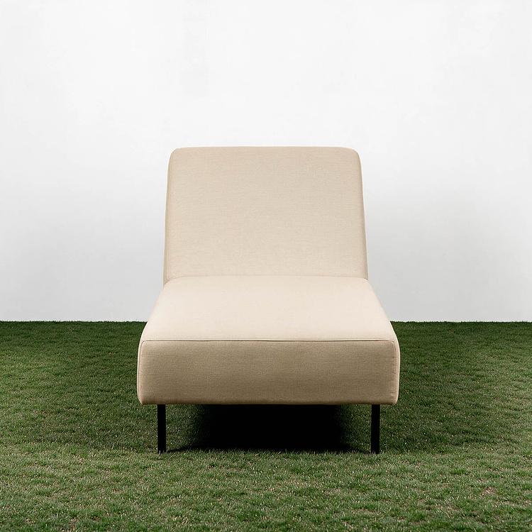 Садовый шезлонг-лежак Chic Lounger, Black акриловая ткань Heather Beige - ракурс 2