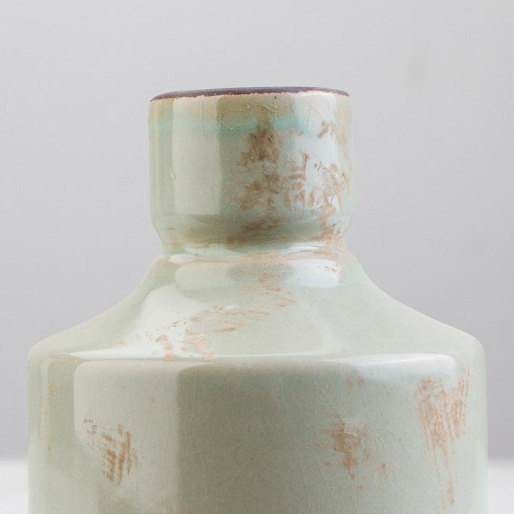 Высокая салатовая керамическая ваза Бутыль Bottle Vase Verdigris High