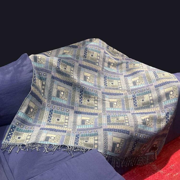 Разноцветный шерстяной плед Балтимора в сине-зелёных тонах, 130x180 см Baltimora Plaid Green 130x180 cm